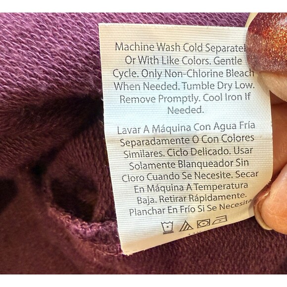 Avia Crew Neck Sweatshirt Womens Size Medium Wine Colored Thumb Holes Side Slit - Picture 5 of 9